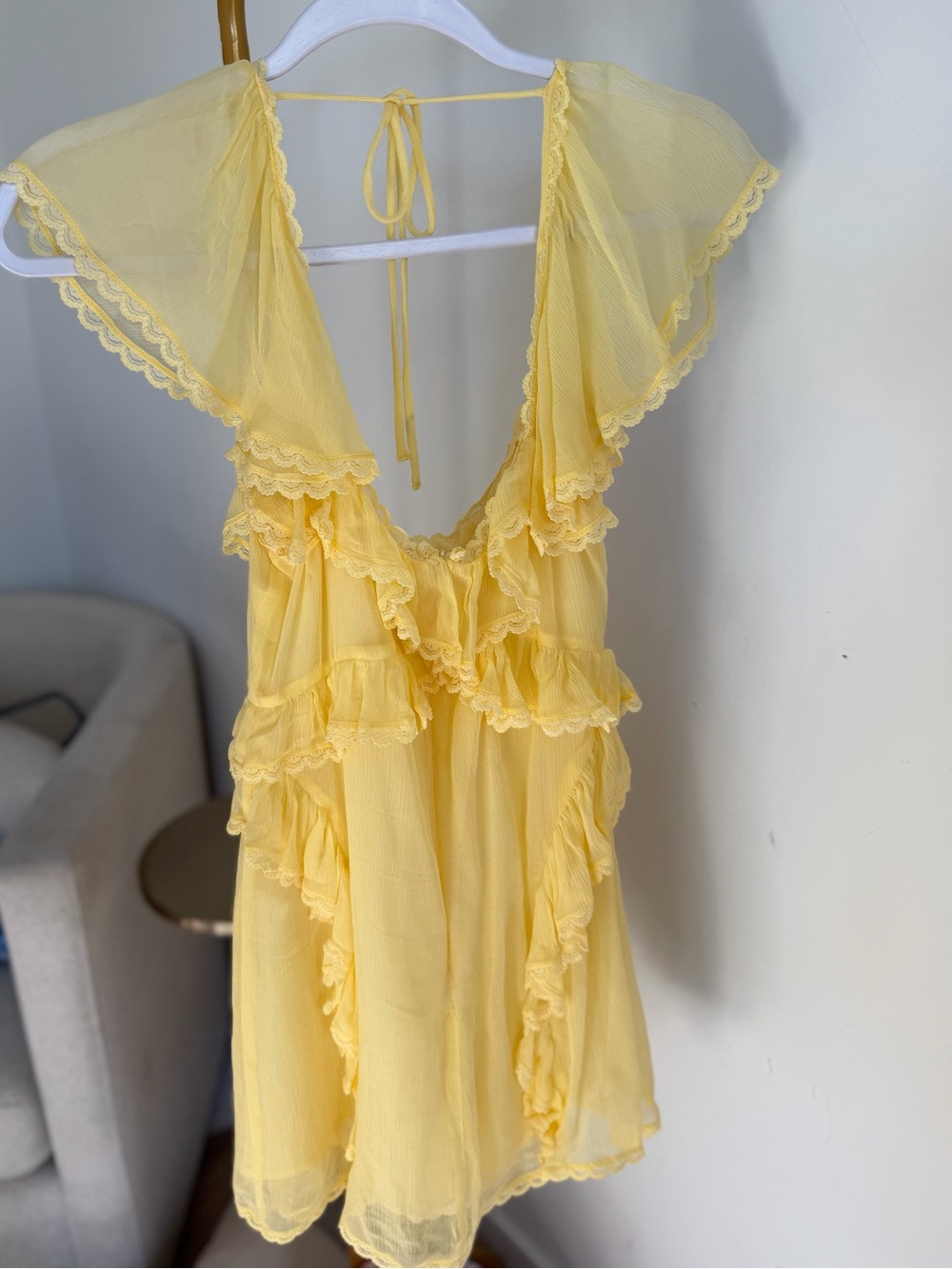 Tularosa Yellow Ruffle Mini Dress